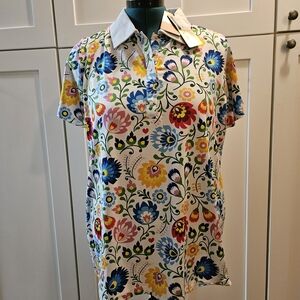 Floral Short Sleeve Polo Shirt